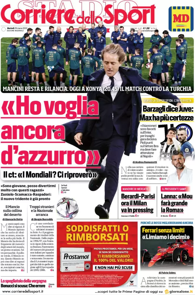 Le prime pagine dei quotidiani sportivi di oggi - 29 marzo 39 Corriere Sport 6