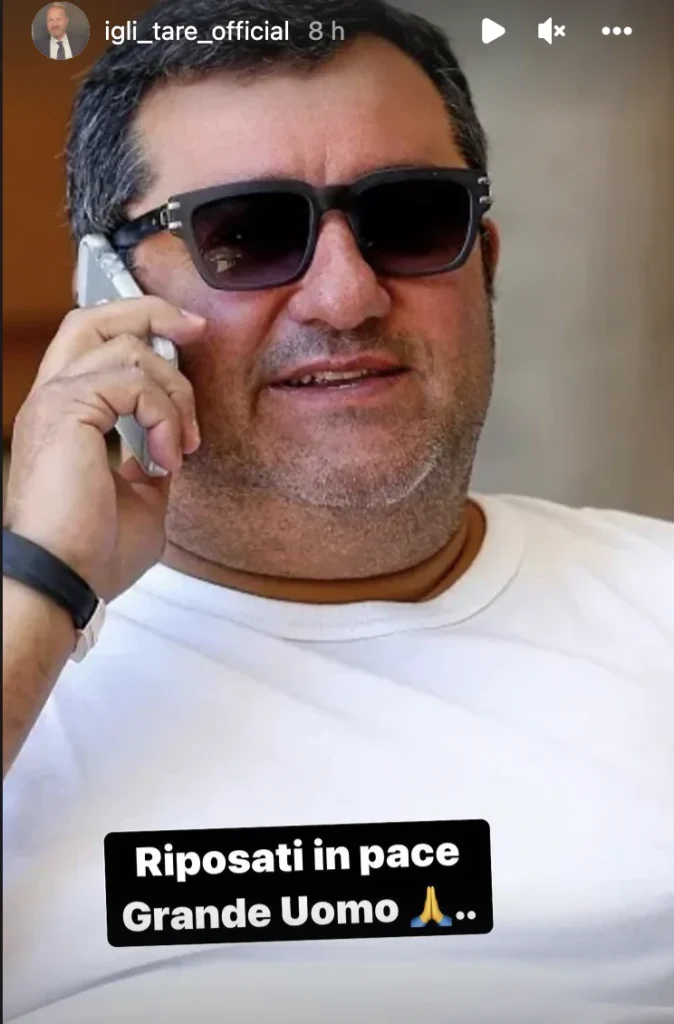 Morte Raiola, il ricordo di Tare: «Riposa in pace, grande uomo» 32 Tare