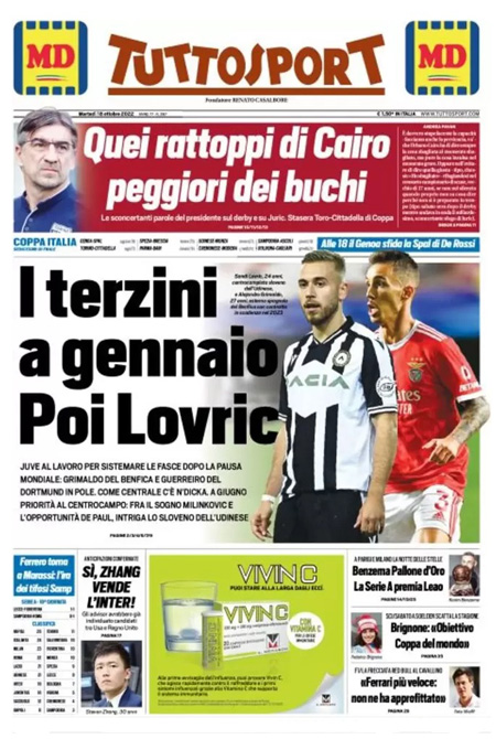 Le prime pagine dei quotidiani sportivi di oggi – 18 ottobre 34 1666069080 60 tuttosport