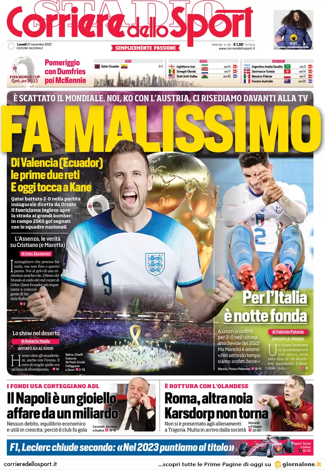 Le prime pagine dei quotidiani sportivi di oggi – 21 novembre 33 Corriere Sport 10