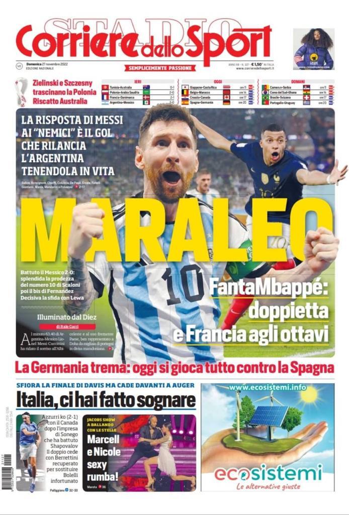 Le prime pagine dei quotidiani sportivi di oggi – 27 novembre 34 corriere