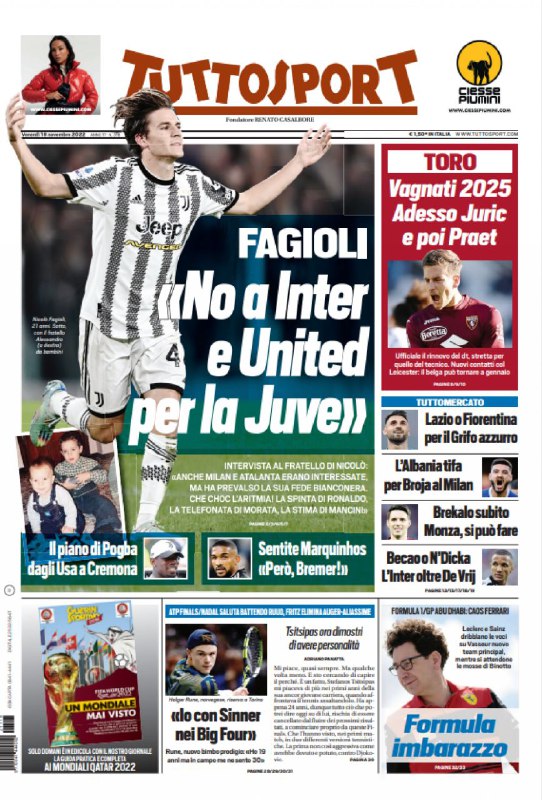 Le prime pagine dei quotidiani sportivi di oggi – 18 novembre 34
