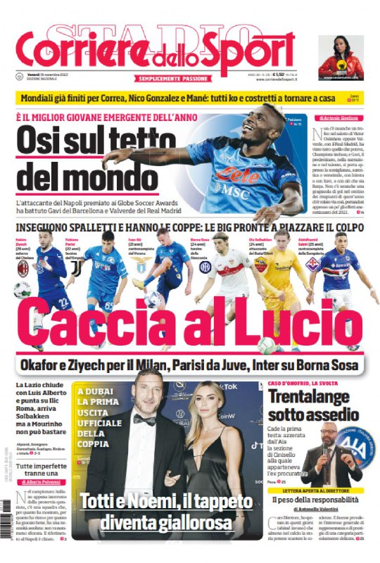 Le prime pagine dei quotidiani sportivi di oggi – 18 novembre 32