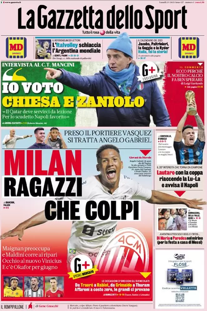 Le prime pagine dei quotidiani sportivi – 2 gennaio 32 Gazzetta dello Sport