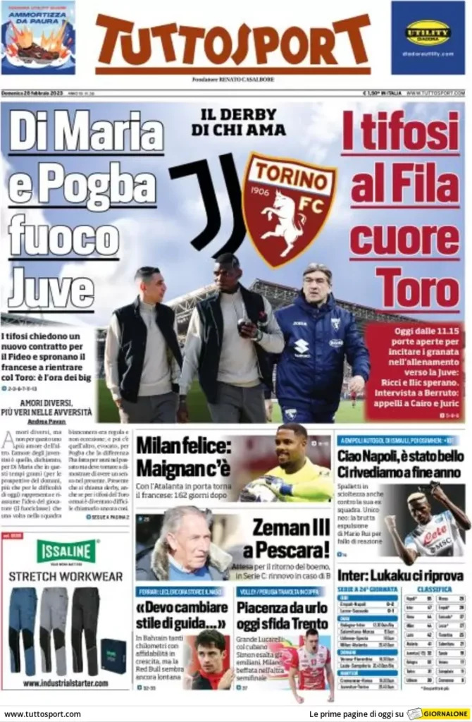 Le prime pagine dei quotidiani sportivi – 26 febbraio 31 Tuttosport 11