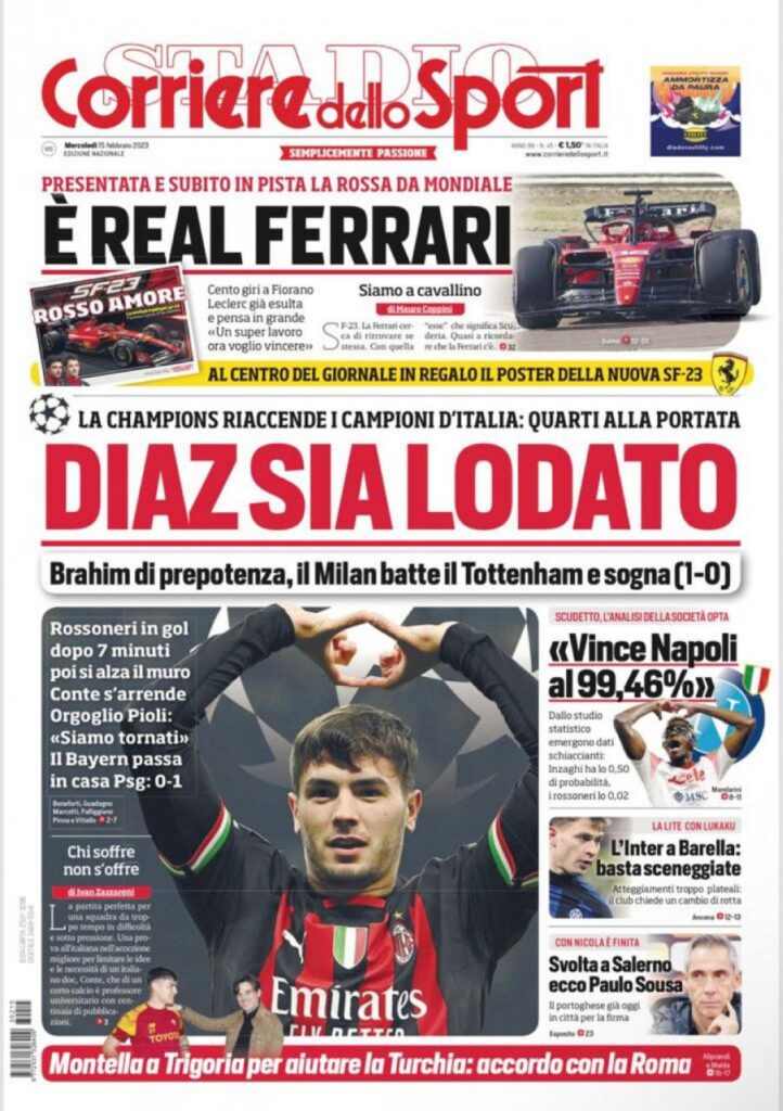 Le prime pagine dei quotidiani sportivi – 15 febbraio 33 photo 6008098668428769696 y