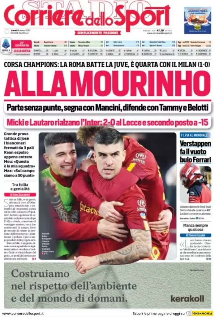 Le prime pagine dei quotidiani sportivi – 6 marzo 30 Corriere Sport 3