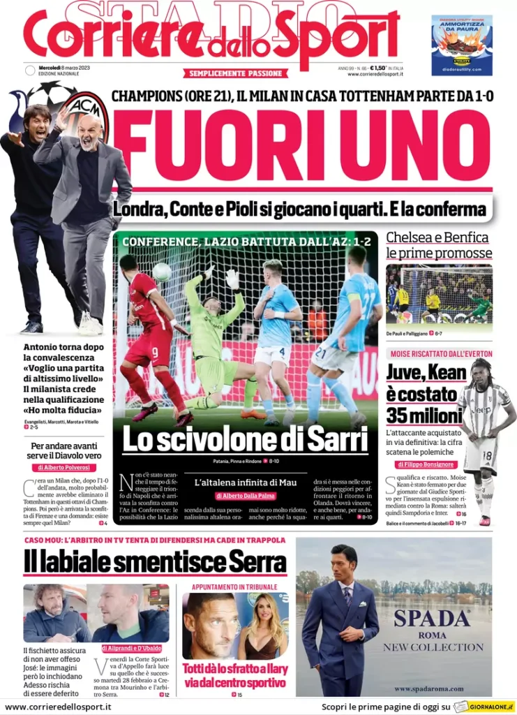 Le prime pagine dei quotidiani sportivi – 8 marzo 30 Corriere Sport 4