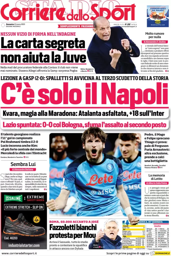 Le prime pagine dei quotidiani sportivi – 12 marzo 32 Corriere Sport 7