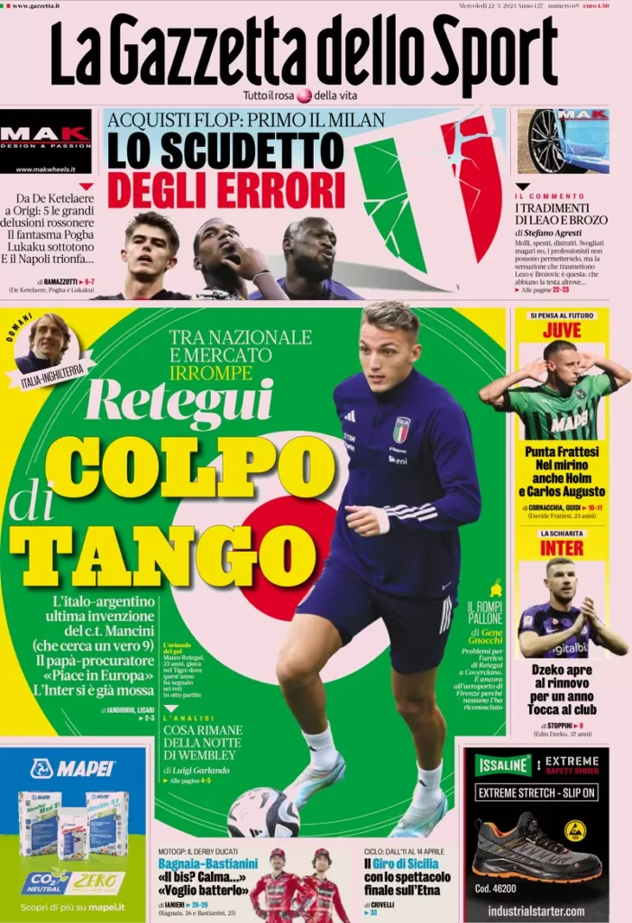 Le prime pagine dei quotidiani sportivi – 22 marzo 32 Gazzetta Sport 13