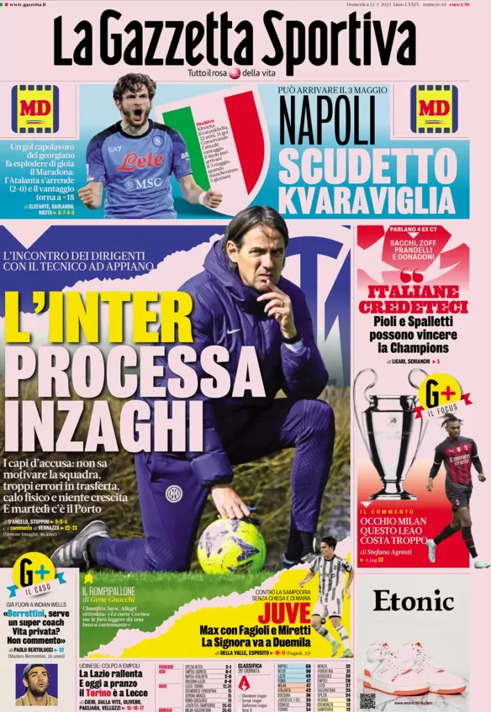Le prime pagine dei quotidiani sportivi – 12 marzo 31 Gazzetta Sport 5