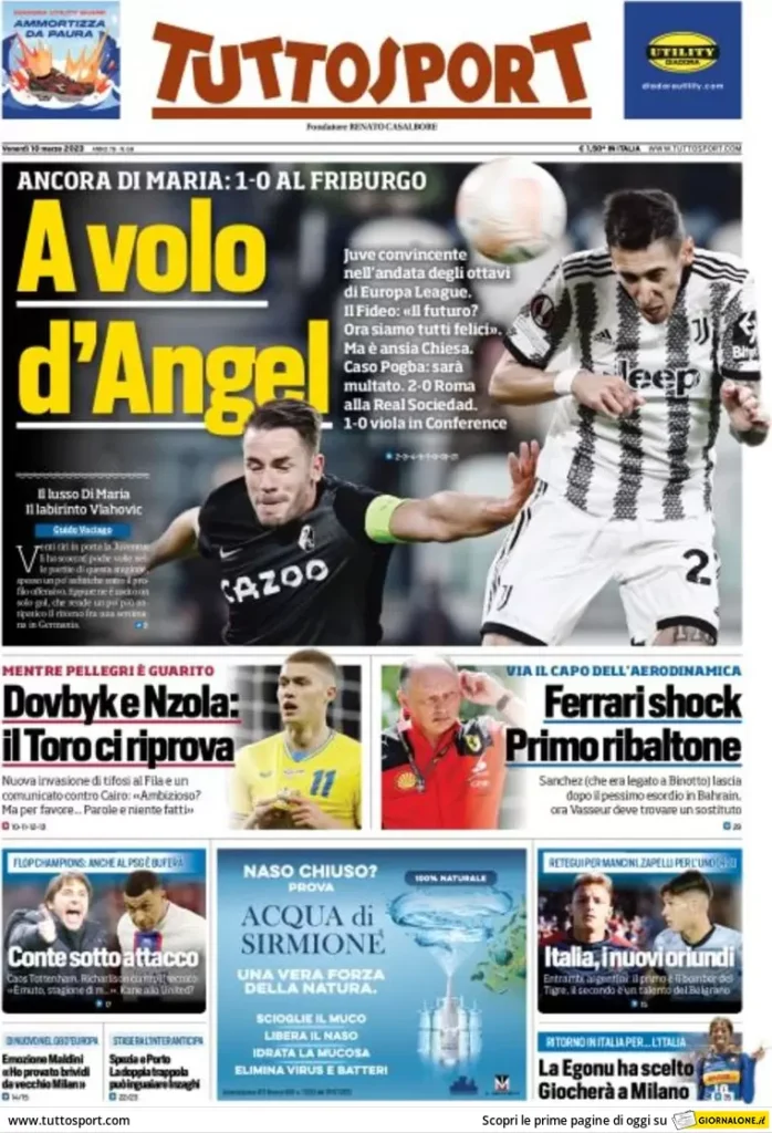 Le prime pagine dei quotidiani sportivi – 10 marzo 29 Tuttosport 5