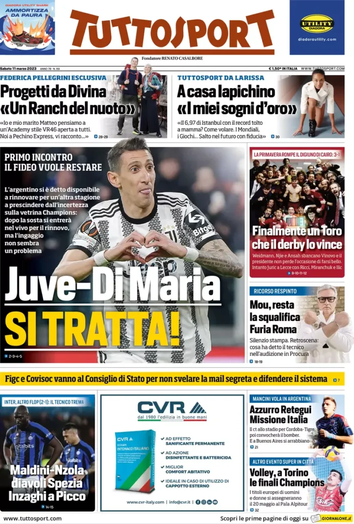 Le prime pagine dei quotidiani sportivi – 11 marzo 33 Tuttosport 6