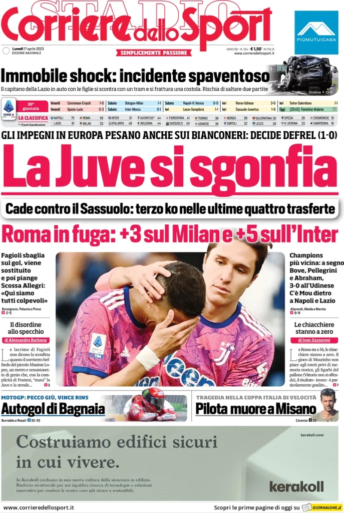 Le prime pagine dei quotidiani sportivi – 17 aprile 33 Corriere Sport 10