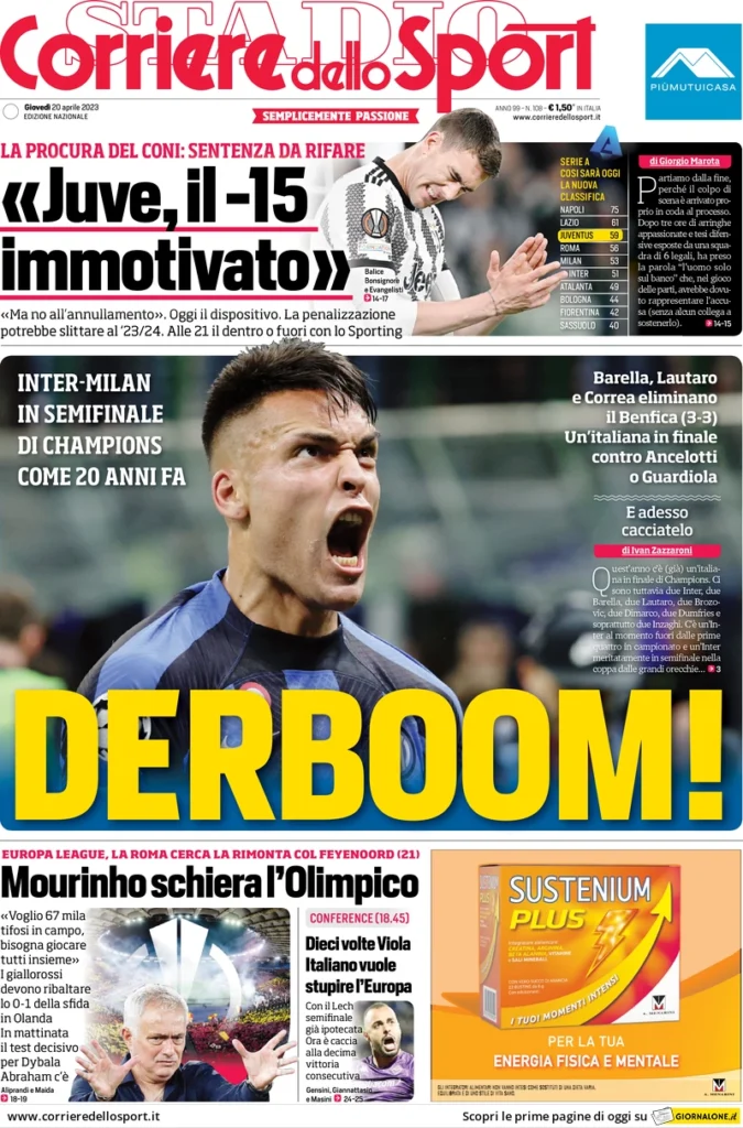 Le prime pagine dei quotidiani sportivi – 20 aprile 32 Corriere Sport 11
