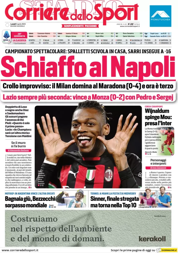 Le prime pagine dei quotidiani sportivi – 3 aprile 33 Corriere Sport 2