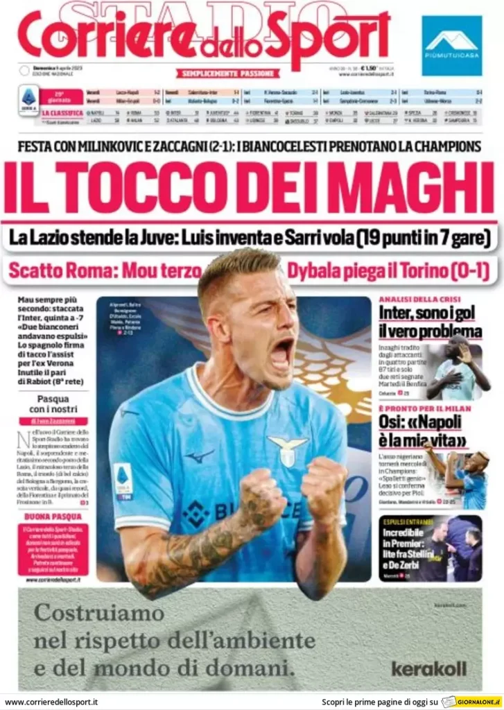 Le prime pagine dei quotidiani sportivi – 9 aprile 33 Corriere Sport 5