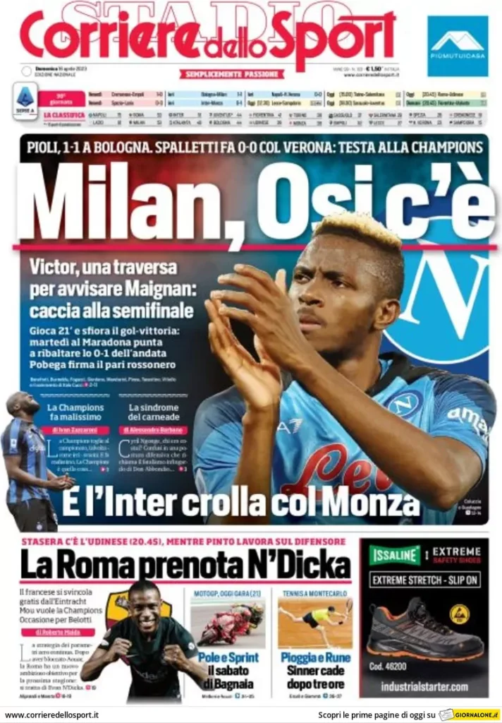 Le prime pagine dei quotidiani sportivi – 16 aprile 33 Corriere Sport 9