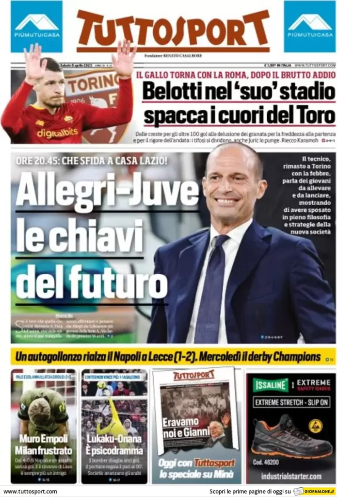 Le prime pagine dei quotidiani sportivi – 9 aprile 34 Tuttosport 5