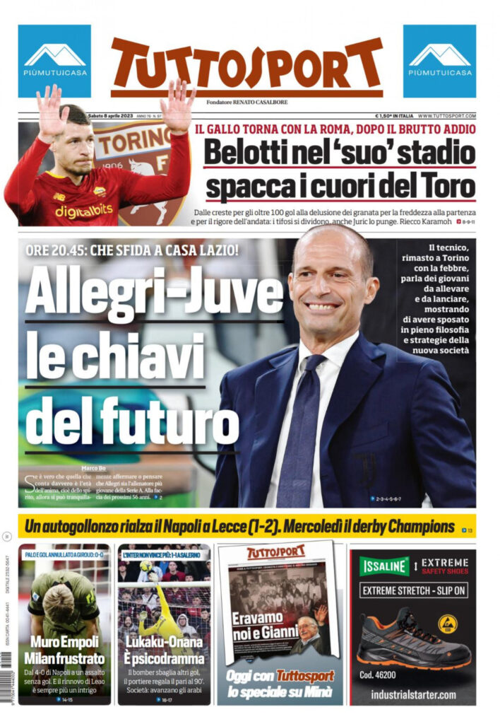 Le prime pagine dei quotidiani sportivi – 8 aprile 34 Tuttosport