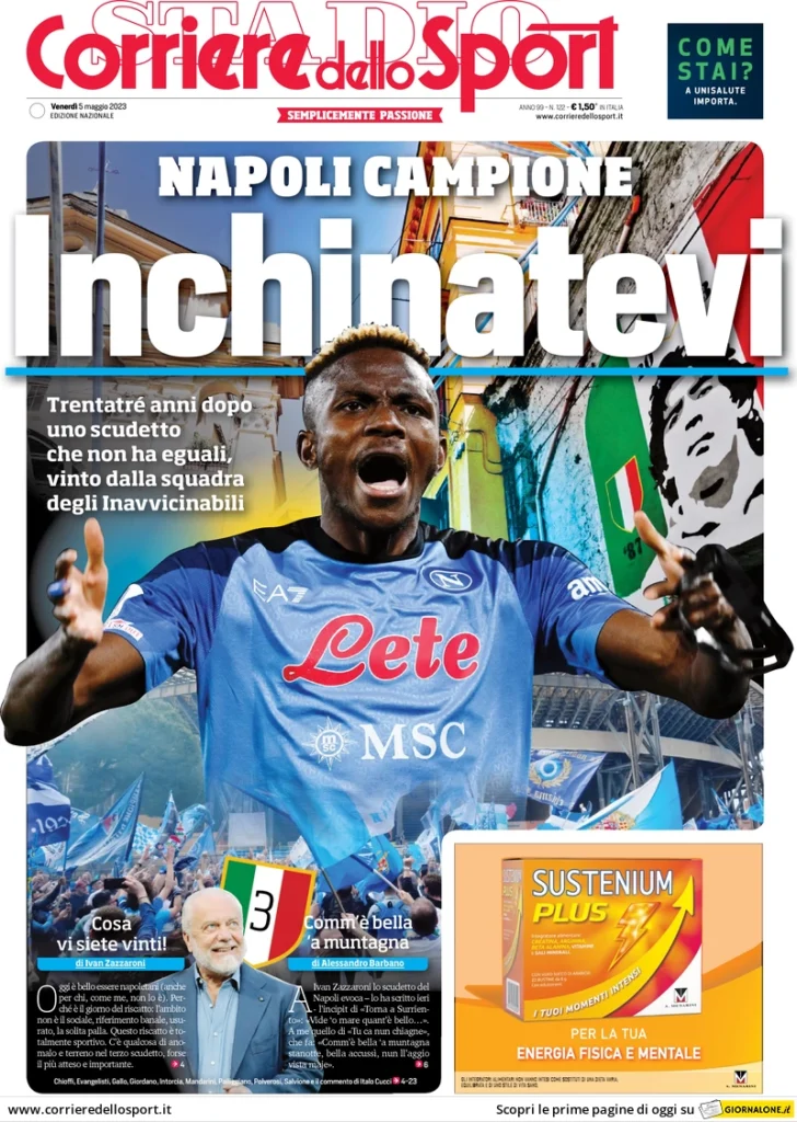 Le prime pagine dei quotidiani sportivi – 5 maggio 32 Corriere Sport