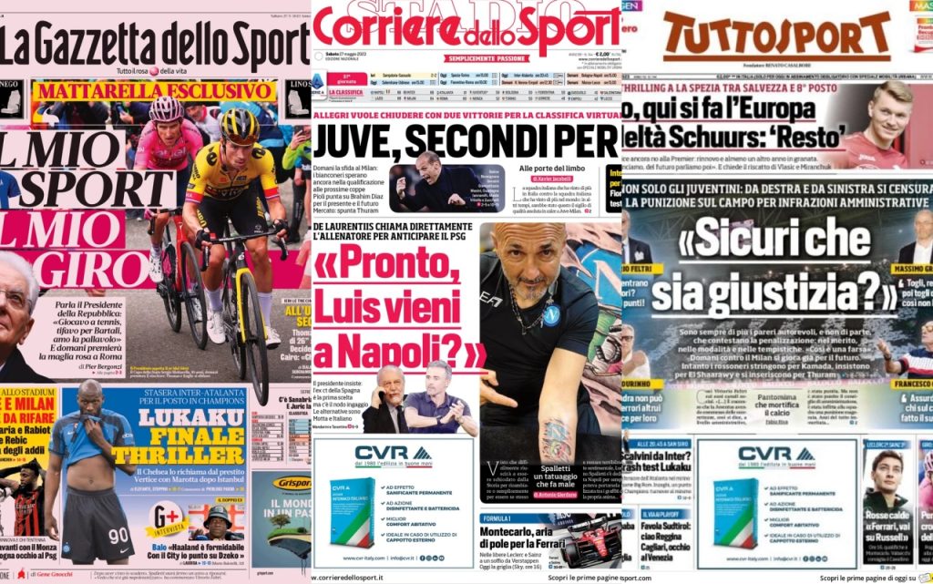 Le prime pagine dei quotidiani sportivi – 27 maggio 32 Quotidiani 19