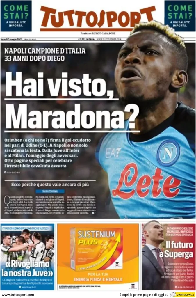 Le prime pagine dei quotidiani sportivi – 5 maggio 33 Tuttosport