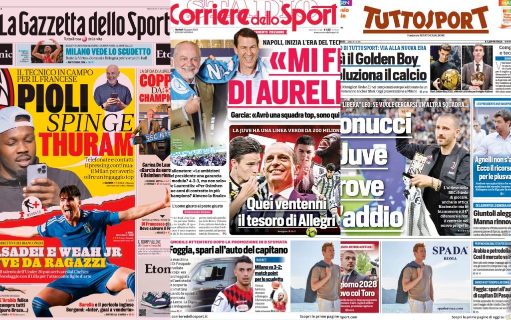 Le prime pagine dei quotidiani sportivi – 20 giugno 32 Quotidiani 16