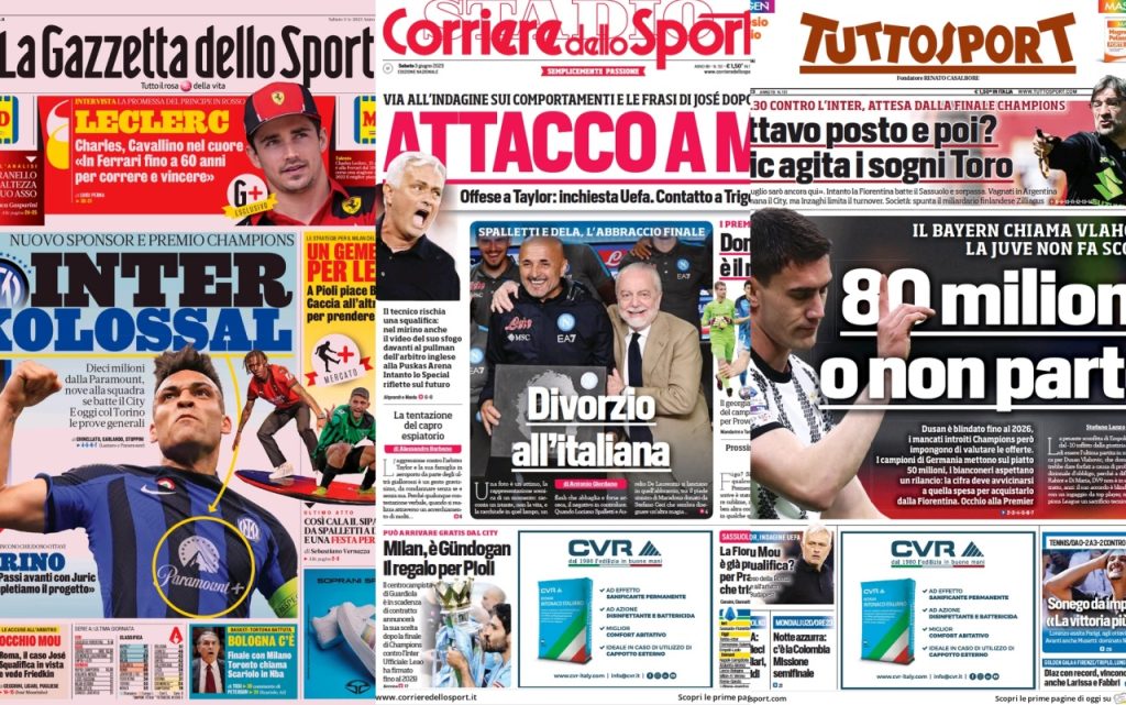 Le prime pagine dei quotidiani sportivi – 3 giugno 32 Quotidiani 2