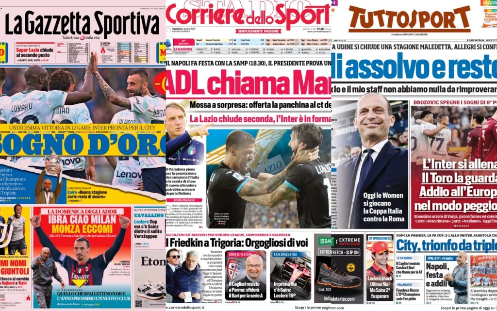 Le prime pagine dei quotidiani sportivi – 4 giugno 32 Quotidiani 3
