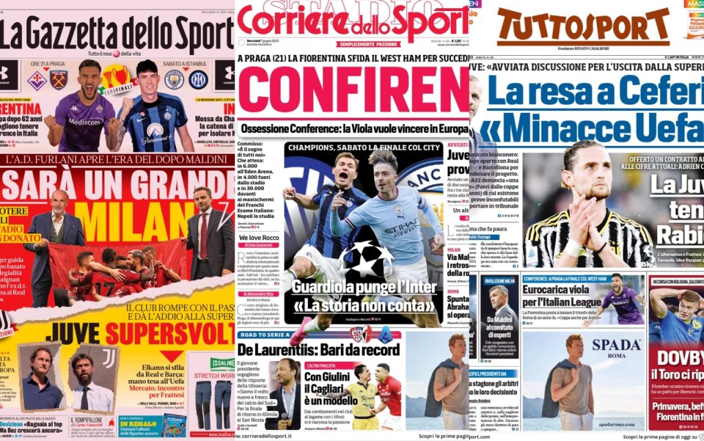 Le prime pagine dei quotidiani sportivi – 7 giugno 32 Quotidiani 6
