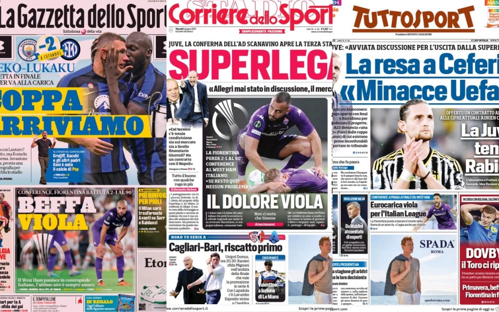 Le prime pagine dei quotidiani sportivi – 8 giugno 32 Quotidiani 7