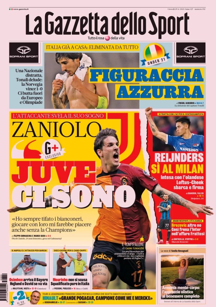 Le prime pagine dei quotidiani sportivi – 29 giugno 32 la gazzetta dello sport 070726782