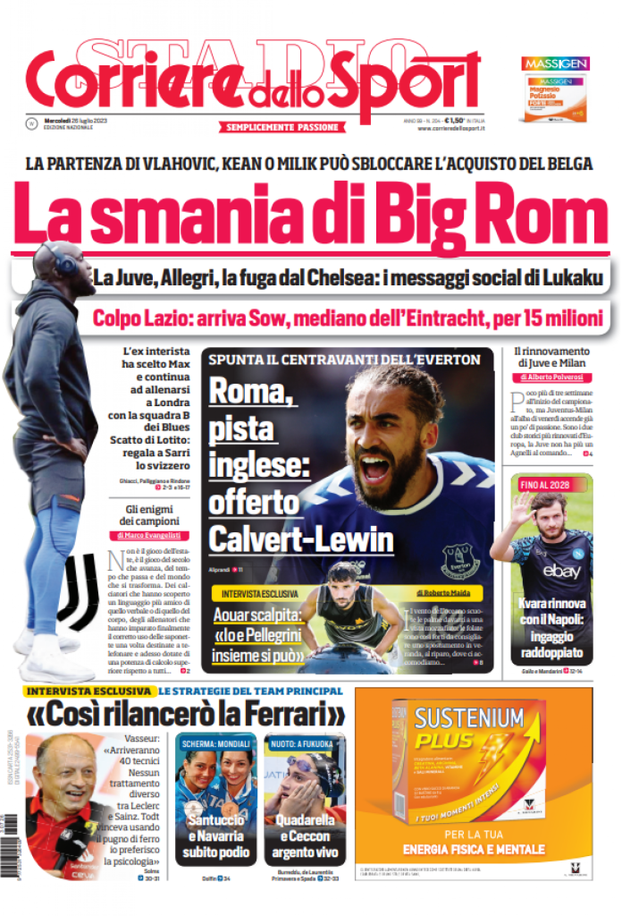 Le prime pagine dei quotidiani sportivi – 26 luglio 33 cds 26 luglio