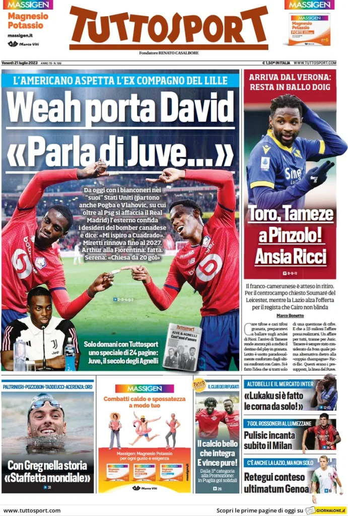 Le prime pagine dei quotidiani sportivi – 21 luglio 34 tuttosport 014308817