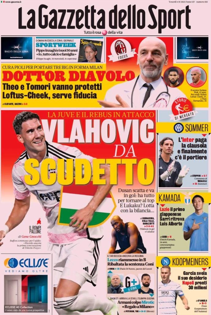 Le prime pagine dei quotidiani sportivi – 4 agosto 30 WhatsApp Image 2023 08 04 at 07.18.58