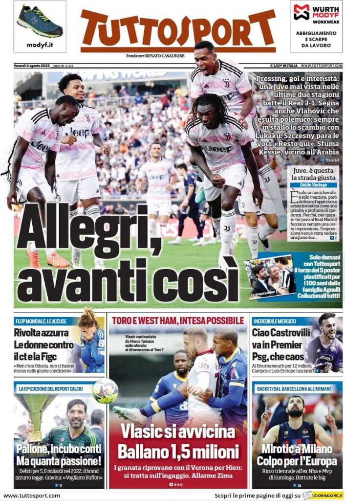 Le prime pagine dei quotidiani sportivi – 4 agosto 32 WhatsApp Image 2023 08 04 at 07.18.59 1