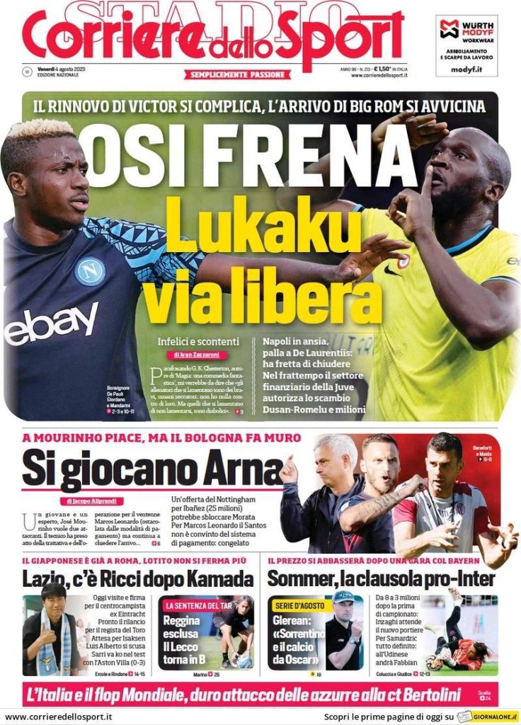 Le prime pagine dei quotidiani sportivi – 4 agosto 31 WhatsApp Image 2023 08 04 at 07.18.59