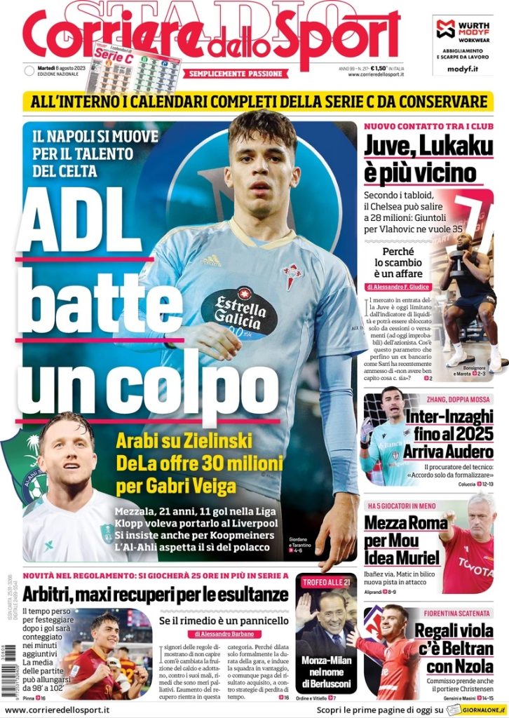 Le prime pagine dei quotidiani sportivi – 8 agosto 33 corriere dello sport 070801748