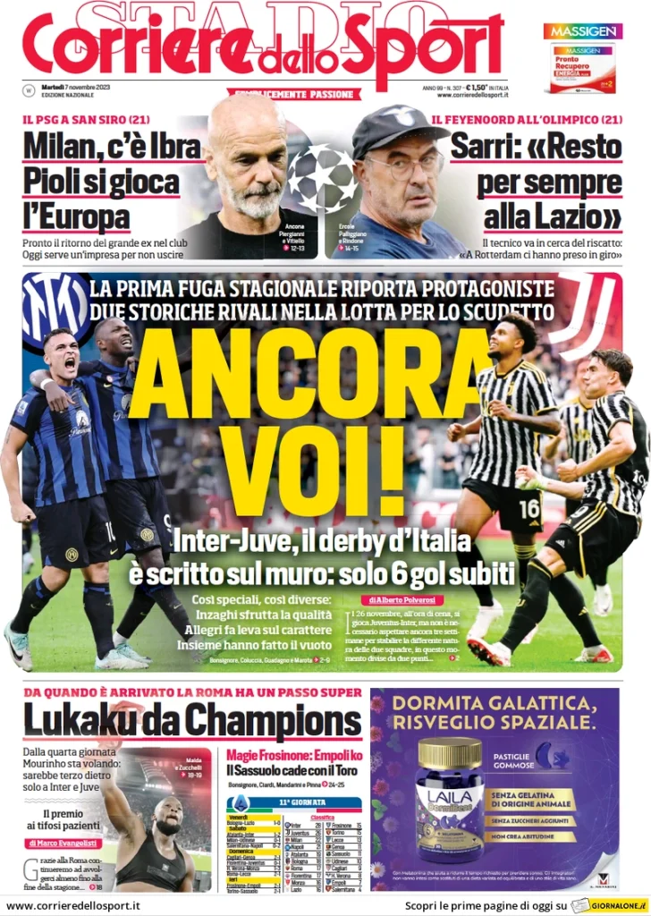 Le prime pagine dei quotidiani sportivi – 7 novembre 33 Corriere Sport 2