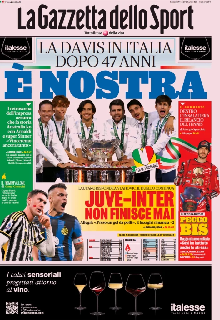 Le Prime Pagine Sportive Nazionali – 27 novembre 32 Gazzetta dello Sport 14