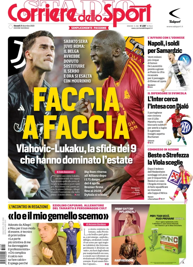 Le Prime Pagine Sportive Nazionali – 28 dicembre 33 Corriere Sport 18