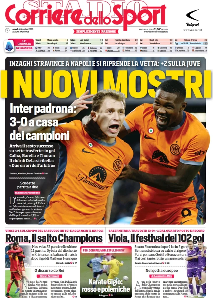 Le Prime Pagine Sportive Nazionali – 4 dicembre 33 Corriere Sport 2