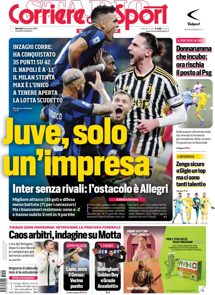 Le Prime Pagine Sportive Nazionali – 5 dicembre 33 Corriere Sport 3