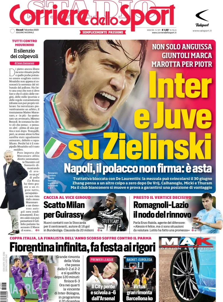 Le Prime Pagine Sportive Nazionali – 7 dicembre 33 Corriere Sport 4