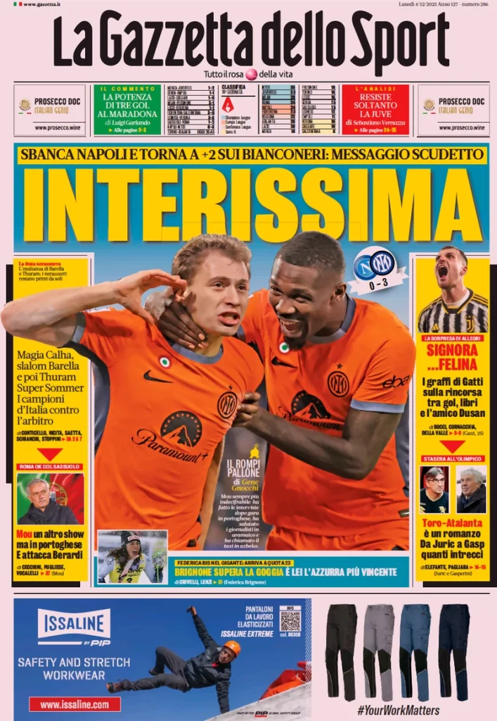 Le Prime Pagine Sportive Nazionali – 4 dicembre 32 Gazzetta dello Sport 2