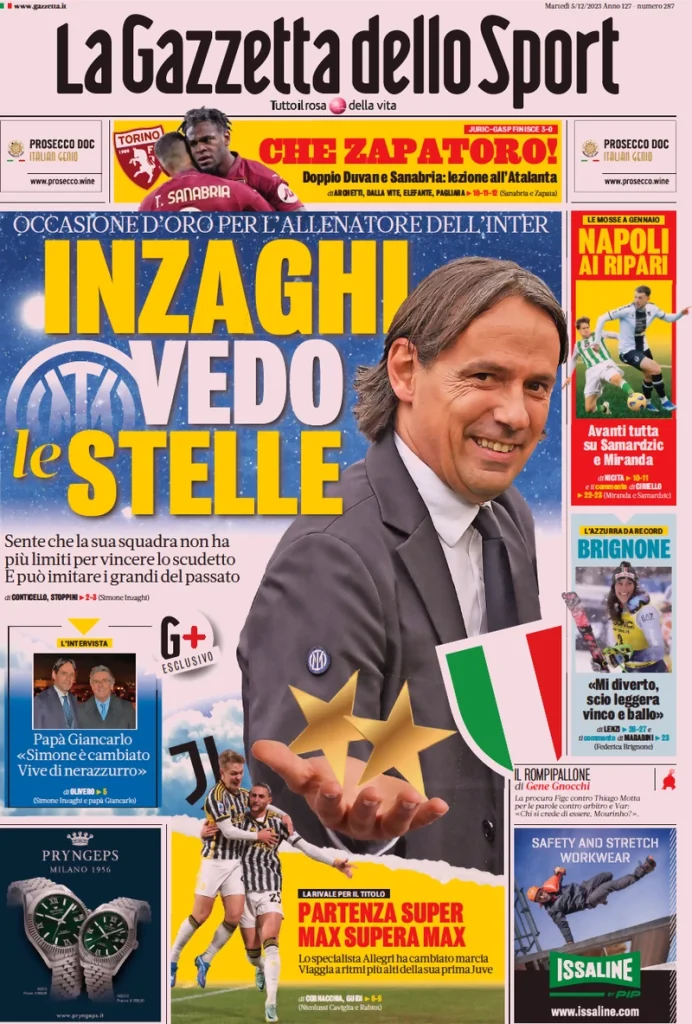 Le Prime Pagine Sportive Nazionali – 5 dicembre 32 Gazzetta dello Sport 3