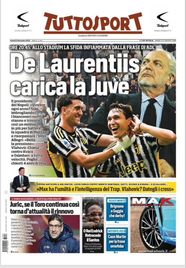 Le Prime Pagine Sportive Nazionali – 8 dicembre 31 image 1