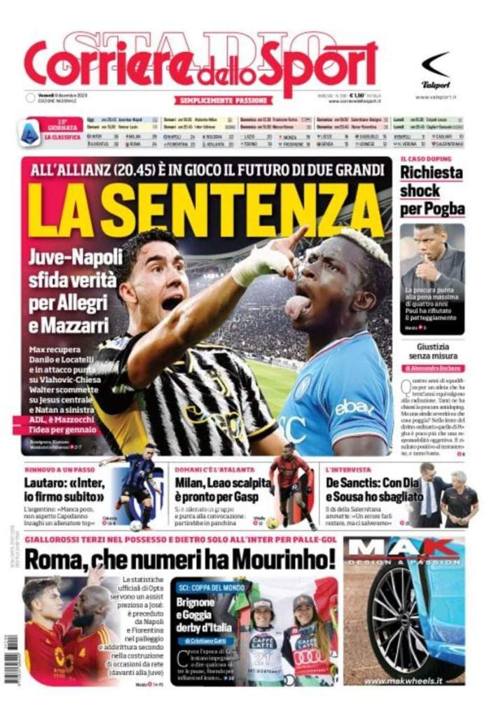 Le Prime Pagine Sportive Nazionali – 8 dicembre 33 image 3