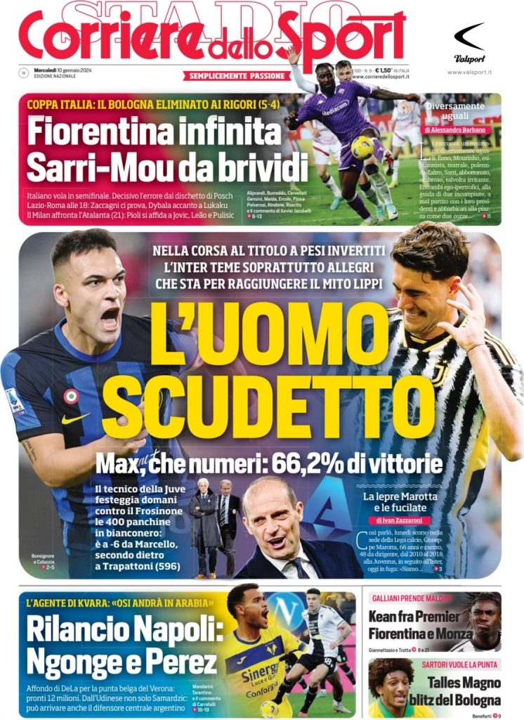 Le Prime Pagine Sportive Nazionali – 10 gennaio 33 corriere dello sport 013012315